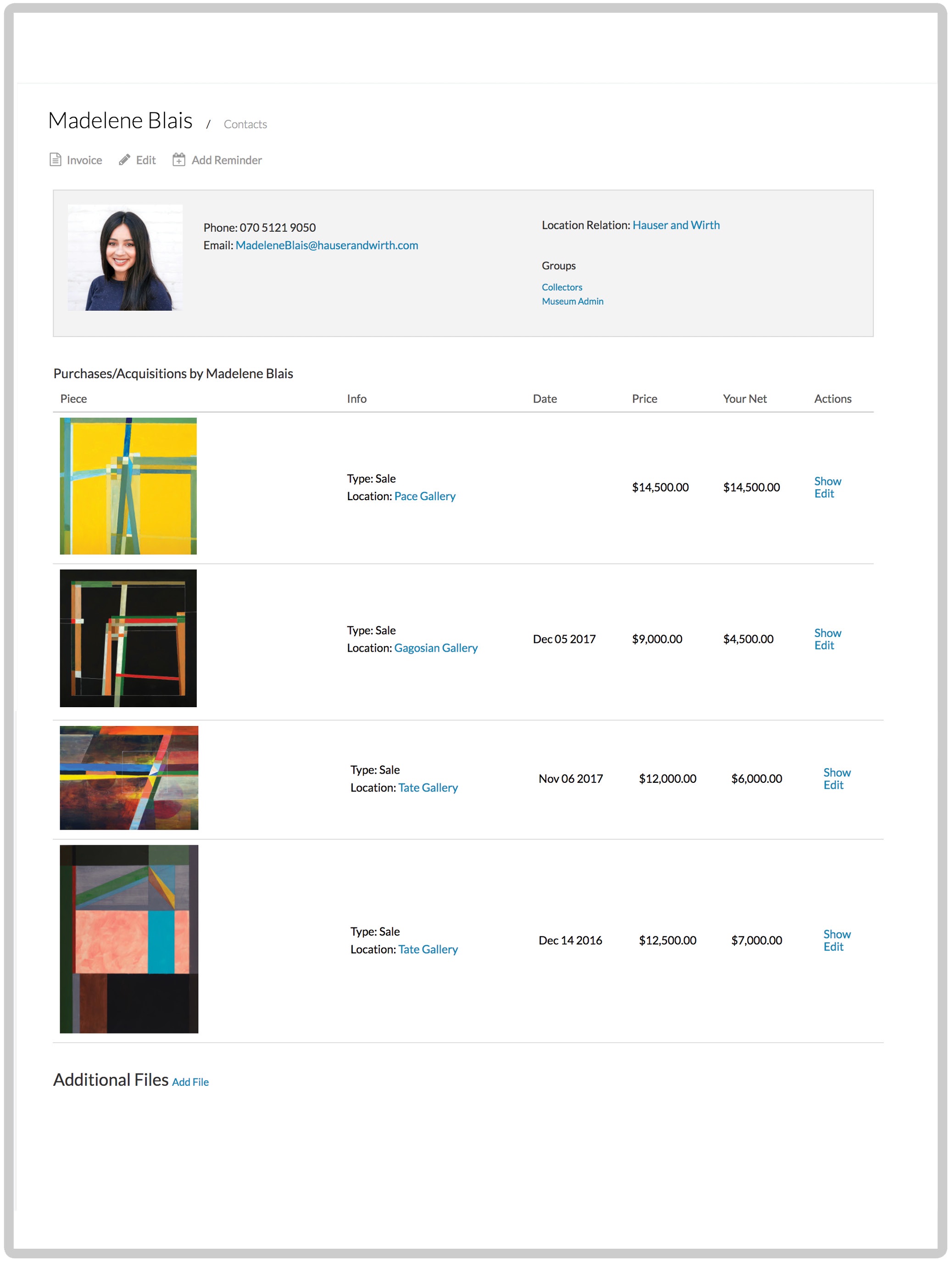 Contact management customers interface